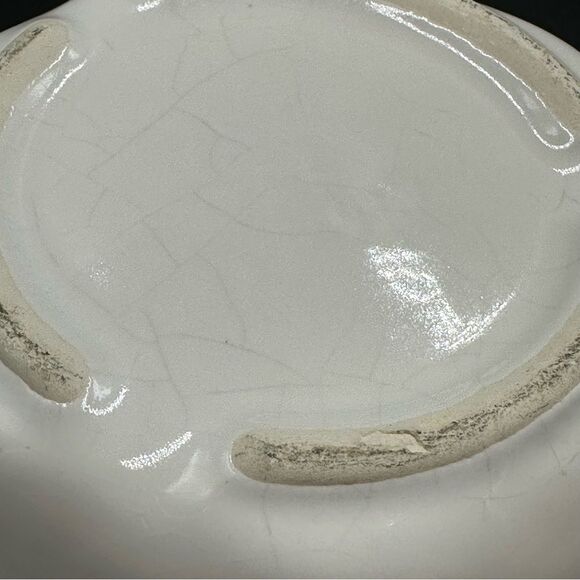 Hoenig of California Mid Century Ceramic Apple Lidded Bowl White and Turquoise - Picture 10 of 13